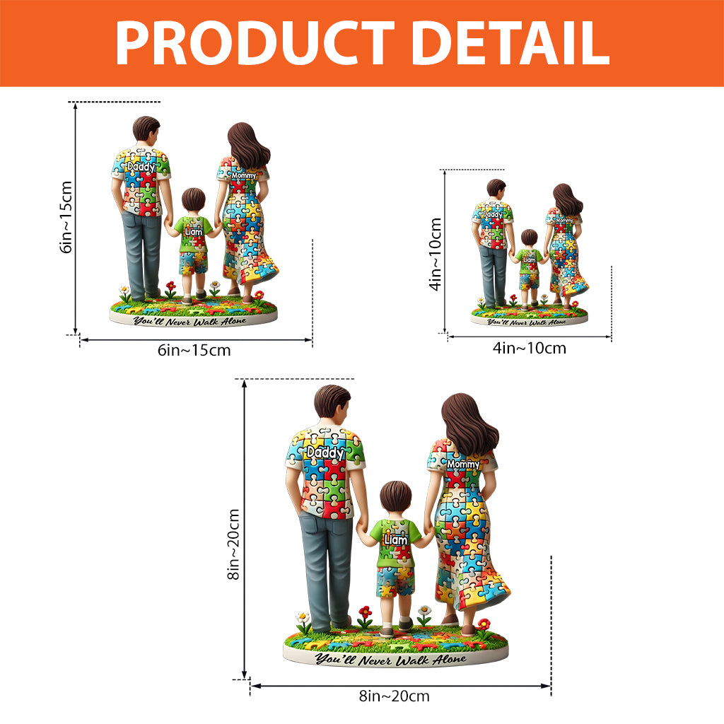 You'll Never Walk Alone - Personalized Autism Awareness Custom Shaped Acrylic Plaque