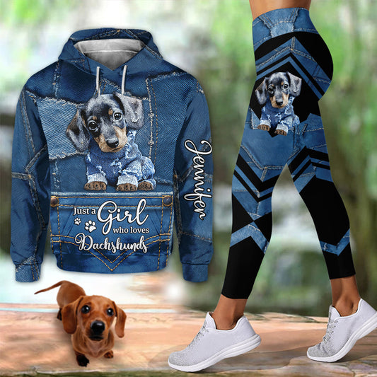 Just A Girl Who Loves Dachshund - Personalized Dachshund Hoodie and Leggings