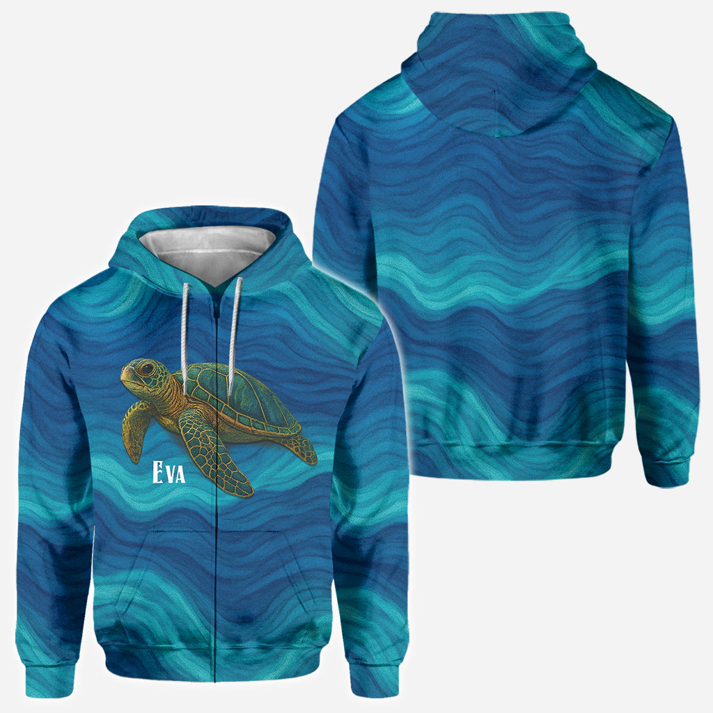 Turtle And Wave - Personalized Turtle All Over Shirt