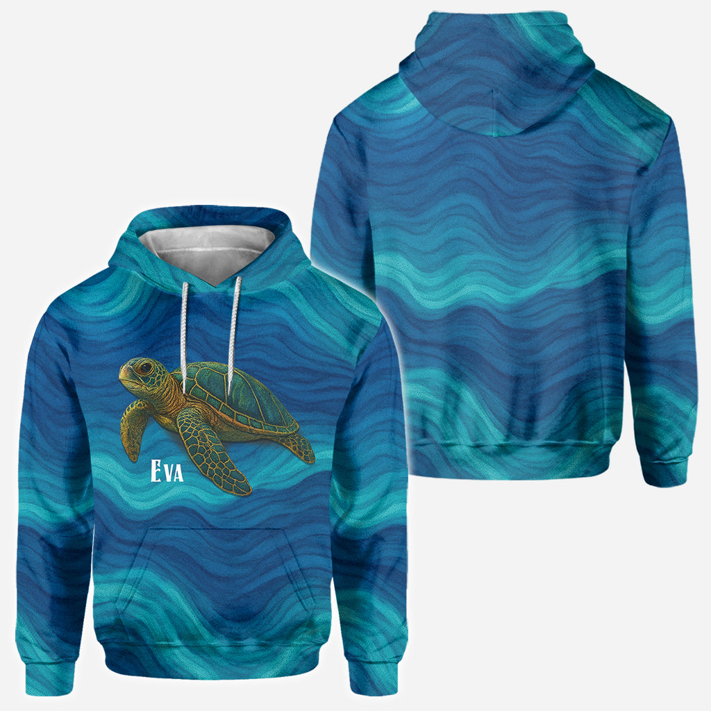 Turtle And Wave - Personalized Turtle All Over Shirt