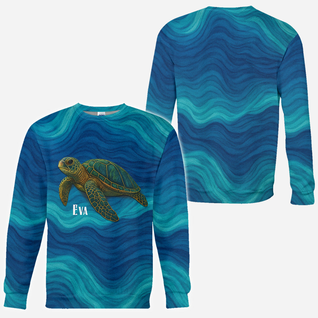 Turtle And Wave - Personalized Turtle All Over Shirt