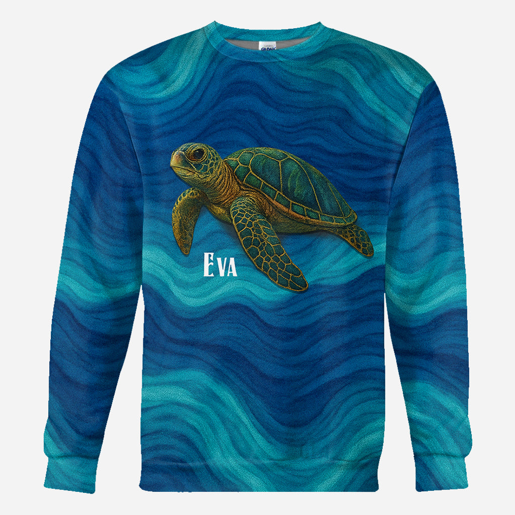 Turtle And Wave - Personalized Turtle All Over Shirt