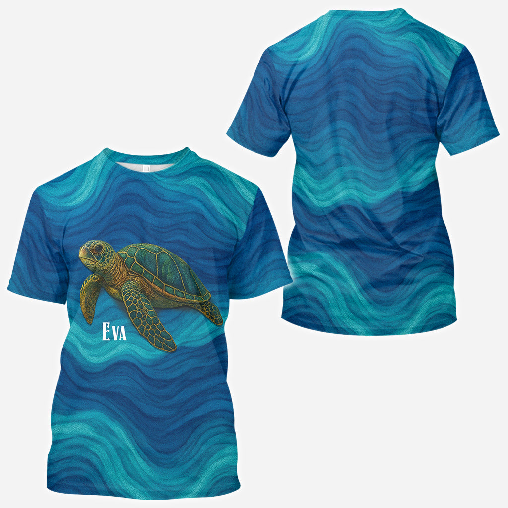 Turtle And Wave - Personalized Turtle All Over Shirt
