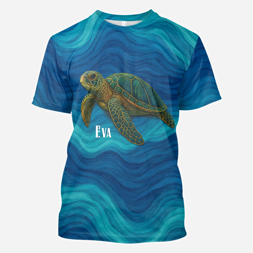 Turtle And Wave - Personalized Turtle All Over Shirt