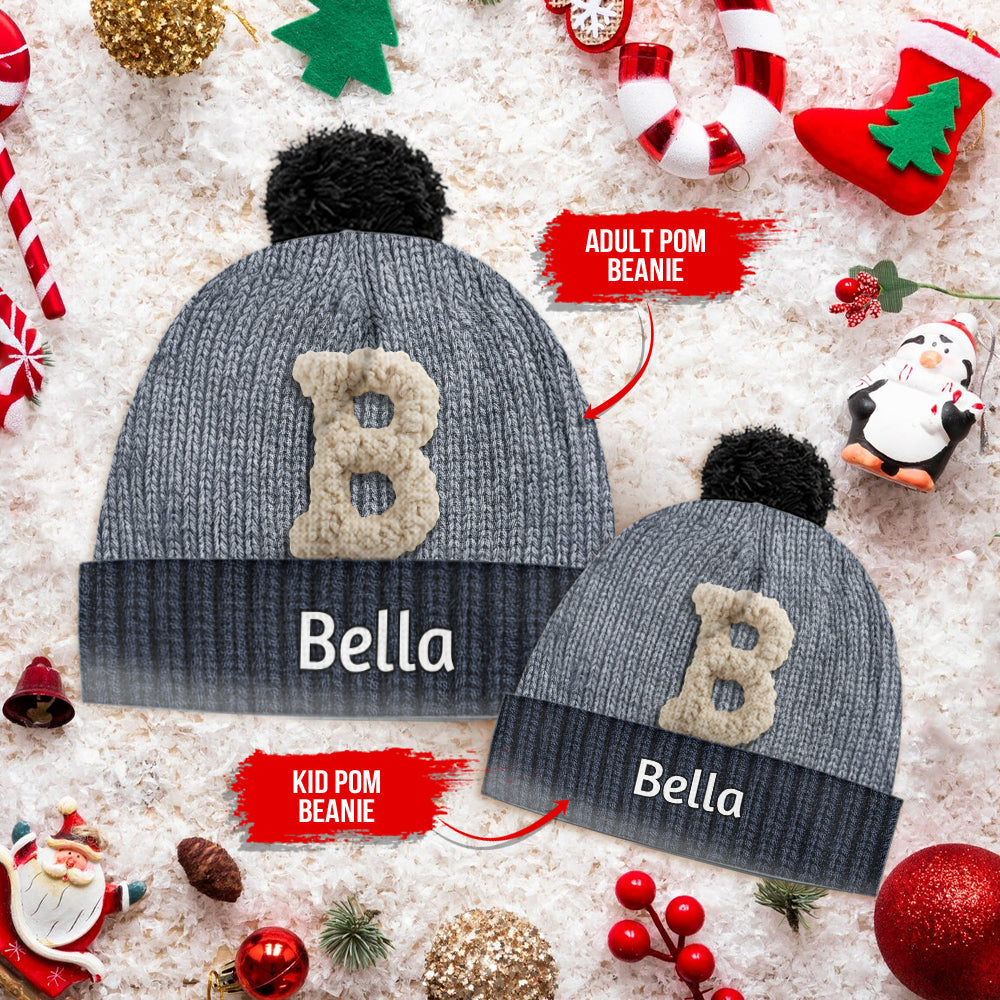 Initials Name Custom Alphabet - Personalized Family Beanie Hat