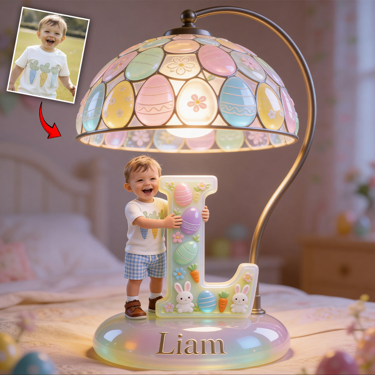 Easter Bunny Kids - Personalized Kid Acrylic LED Night Light