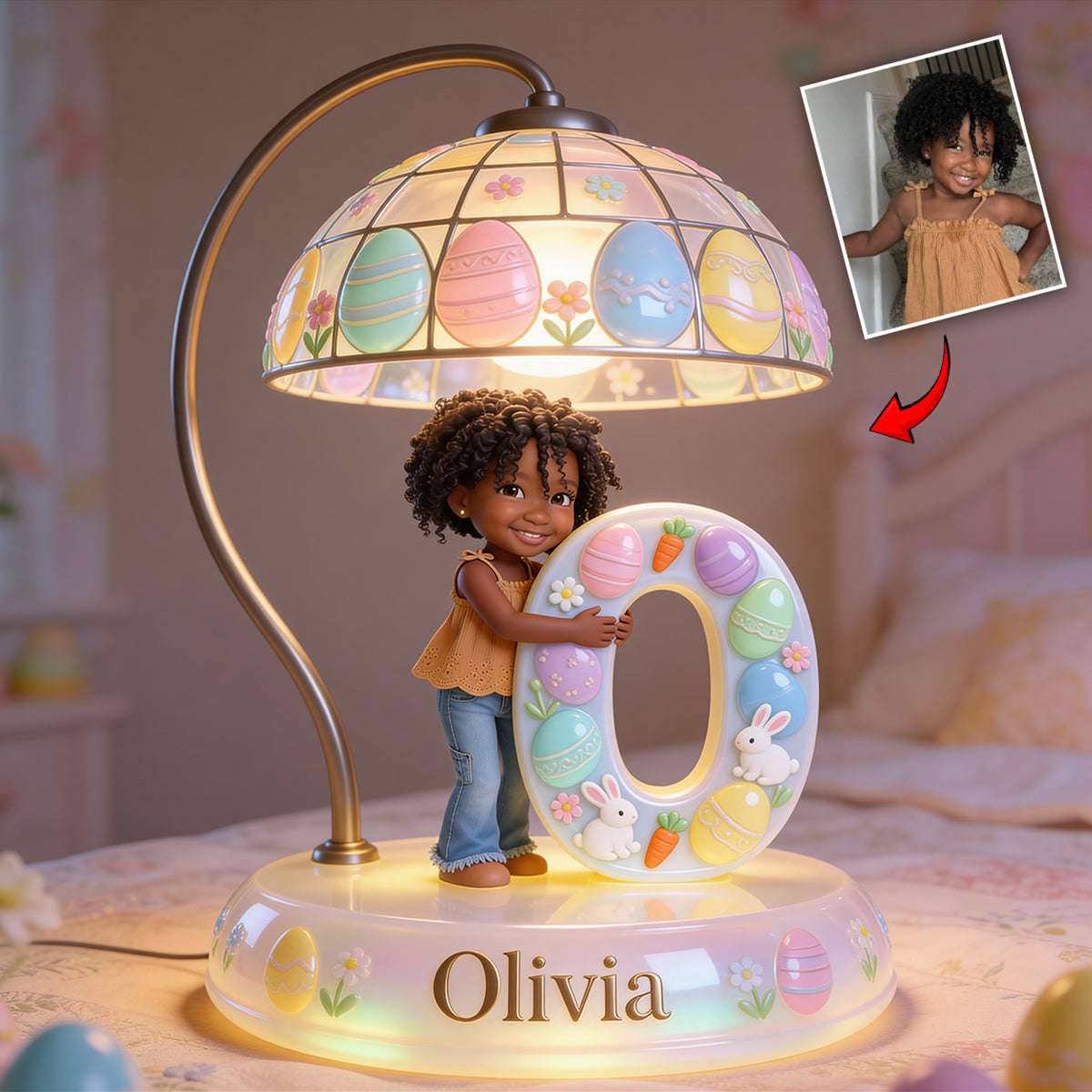 Easter Bunny Kids - Personalized Kid Acrylic LED Night Light