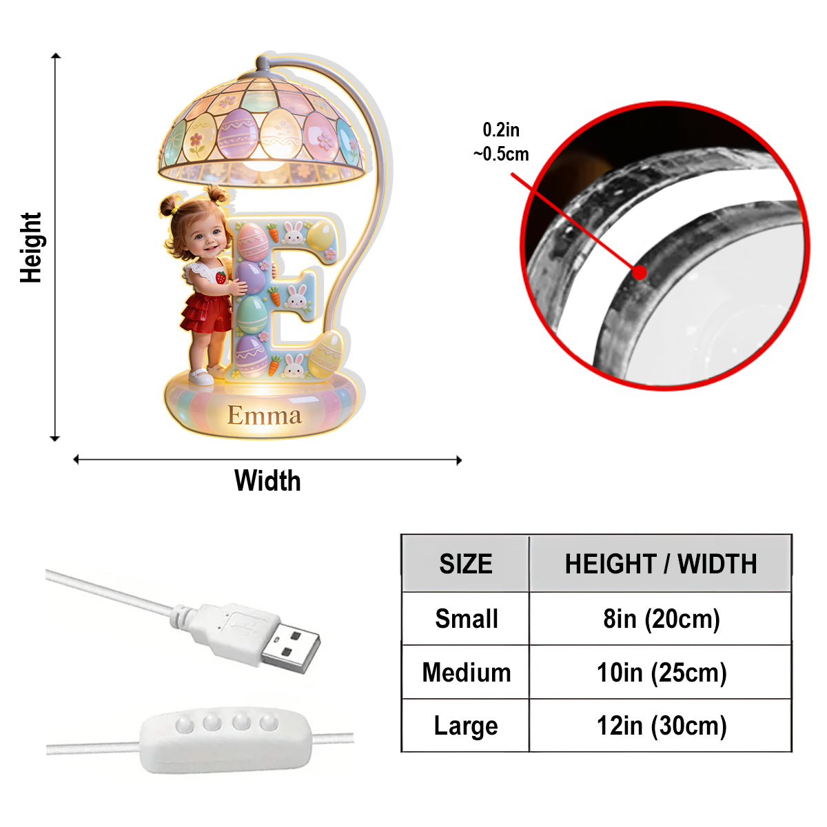 Easter Bunny Kids - Personalized Kid Acrylic LED Night Light