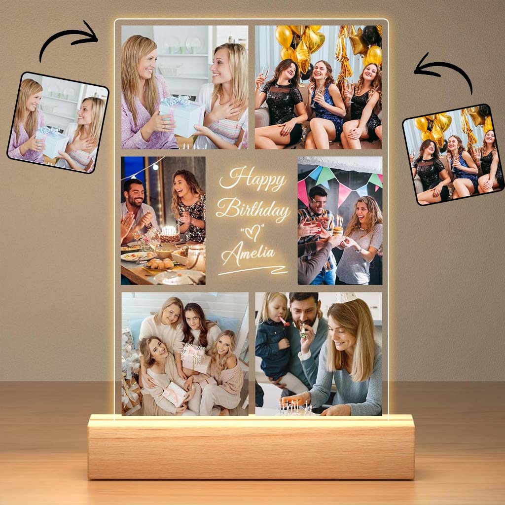 Happy Birthday - Personalized Birthday Shaped Plaque Light Base