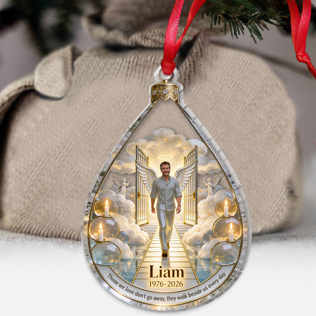 Heaven Memorial Angel Wings Christmas - Personalized Memorial Ornament