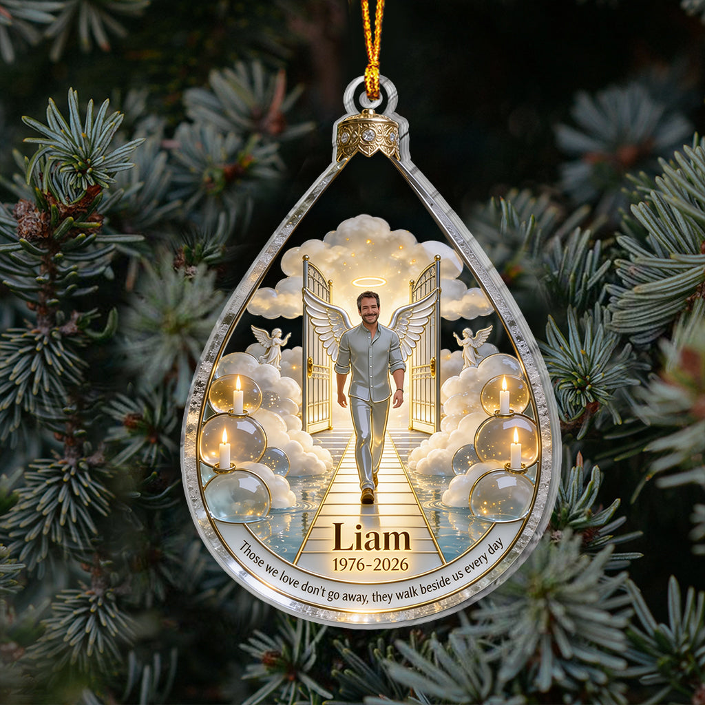Heaven Memorial Angel Wings Christmas - Personalized Memorial Ornament