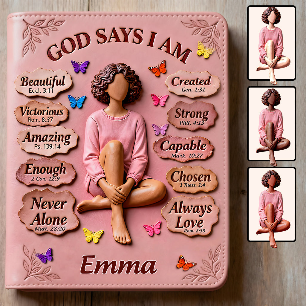 God Says You Are - Personalized African American Leather Journal