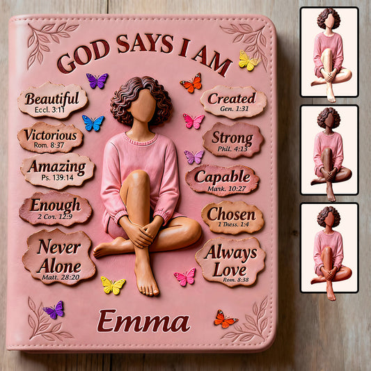 God Says You Are - Personalized African American Leather Journal