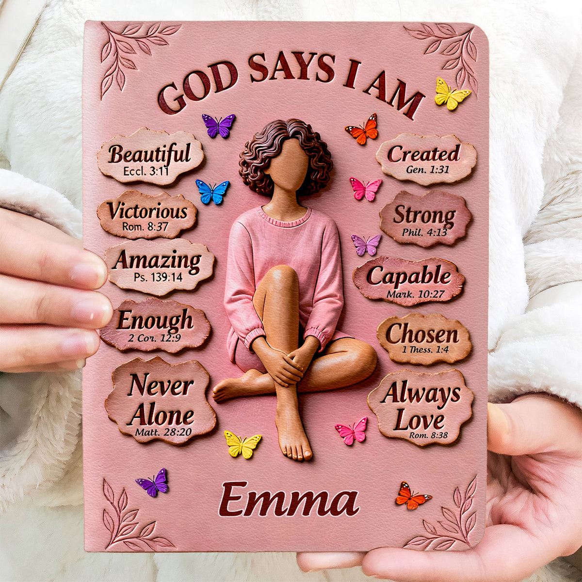 God Says You Are - Personalized African American Leather Journal