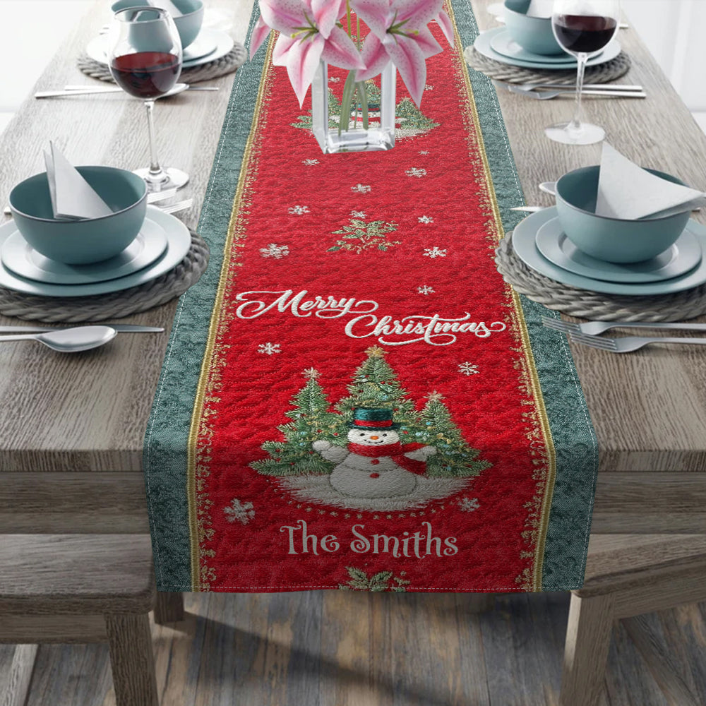 Christmas Themed Holiday Table Decoration - Personalized Family Table Runner