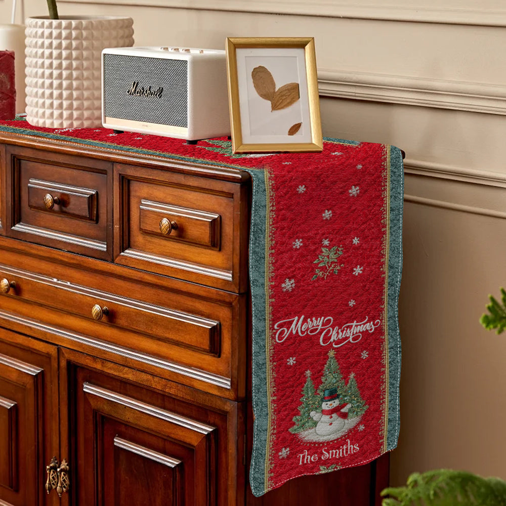 Christmas Themed Holiday Table Decoration - Personalized Family Table Runner