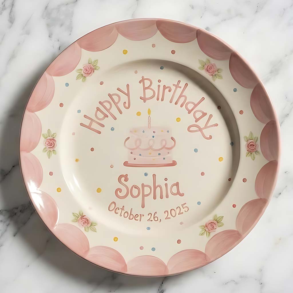 Birthday Gift - Personalized Birthday Ceramic Round Plate