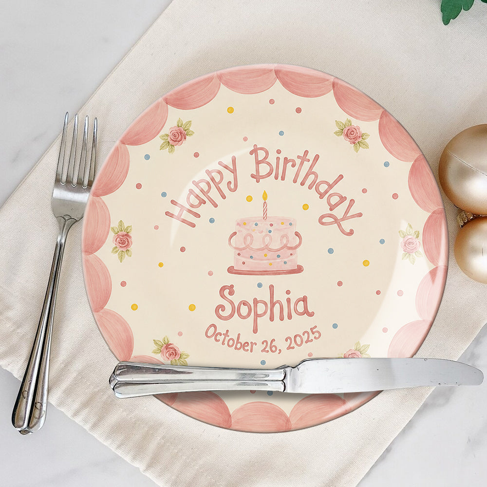 Birthday Gift - Personalized Birthday Ceramic Round Plate
