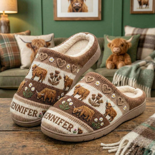 Farm Life - Personalized Highland Cow Slippers