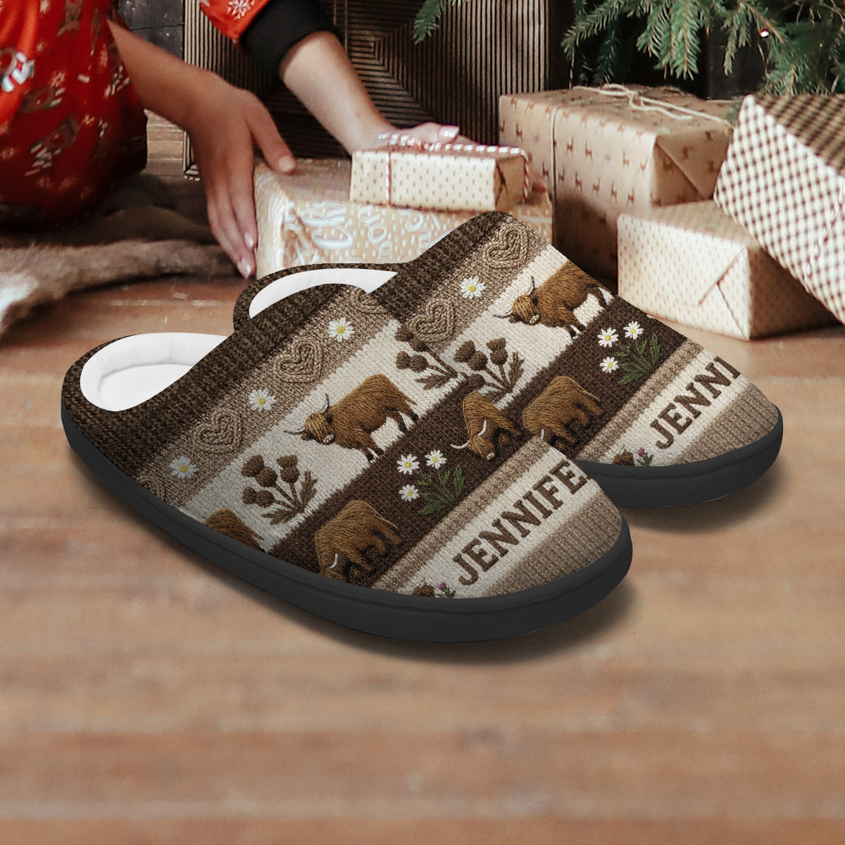 Farm Life - Personalized Highland Cow Slippers