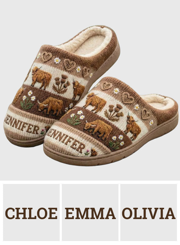 Farm Life - Personalized Highland Cow Slippers