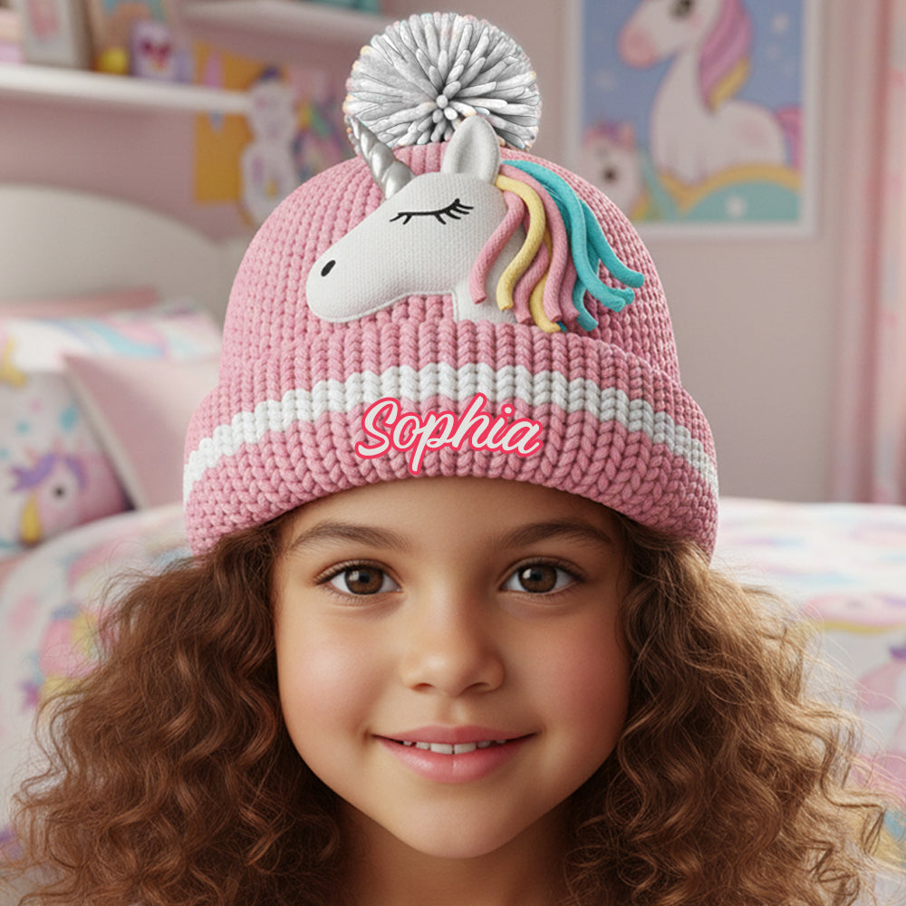 Beautiful Unicorn - Personalized Kid Beanie Hat