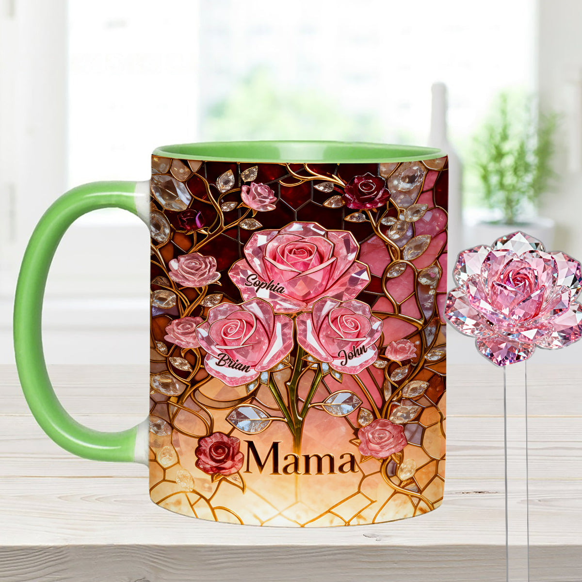 I Love You Mom Nana Grandma - Personalized Mother Set Accent Mug with Acrylic Stirrers