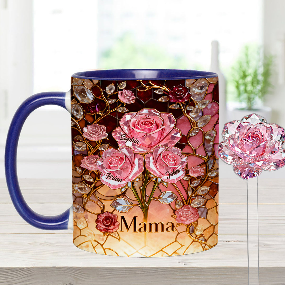 I Love You Mom Nana Grandma - Personalized Mother Set Accent Mug with Acrylic Stirrers
