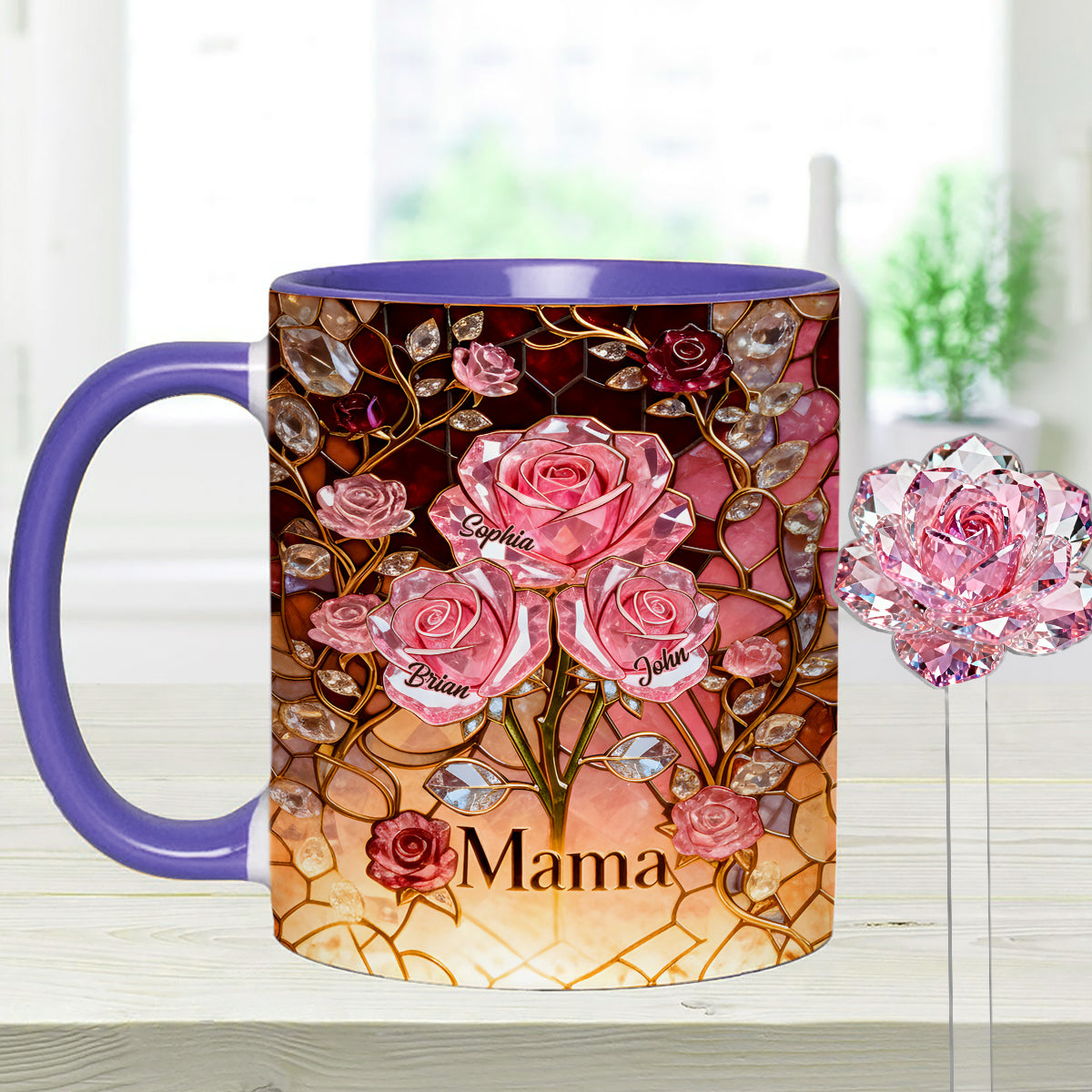 I Love You Mom Nana Grandma - Personalized Mother Set Accent Mug with Acrylic Stirrers