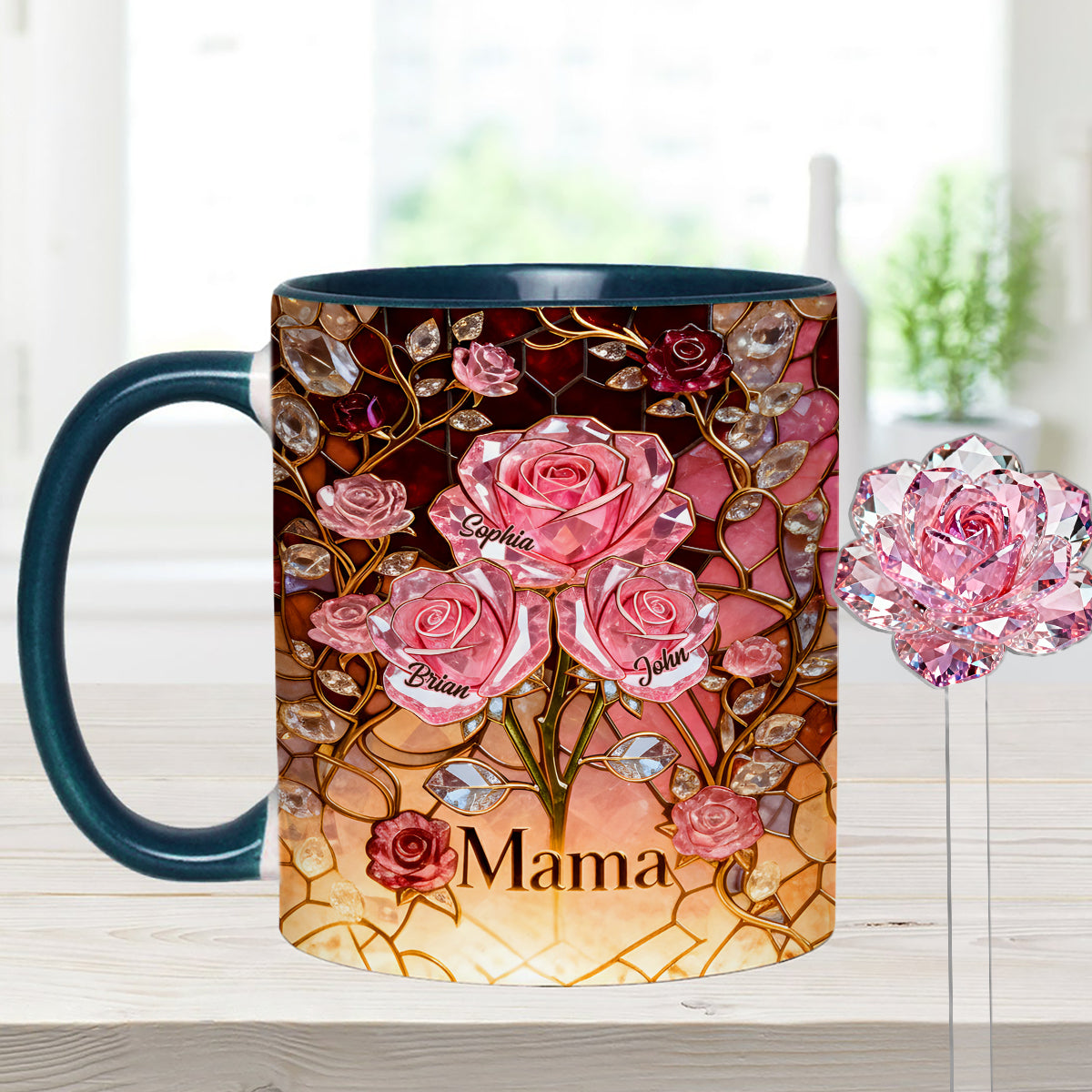 I Love You Mom Nana Grandma - Personalized Mother Set Accent Mug with Acrylic Stirrers