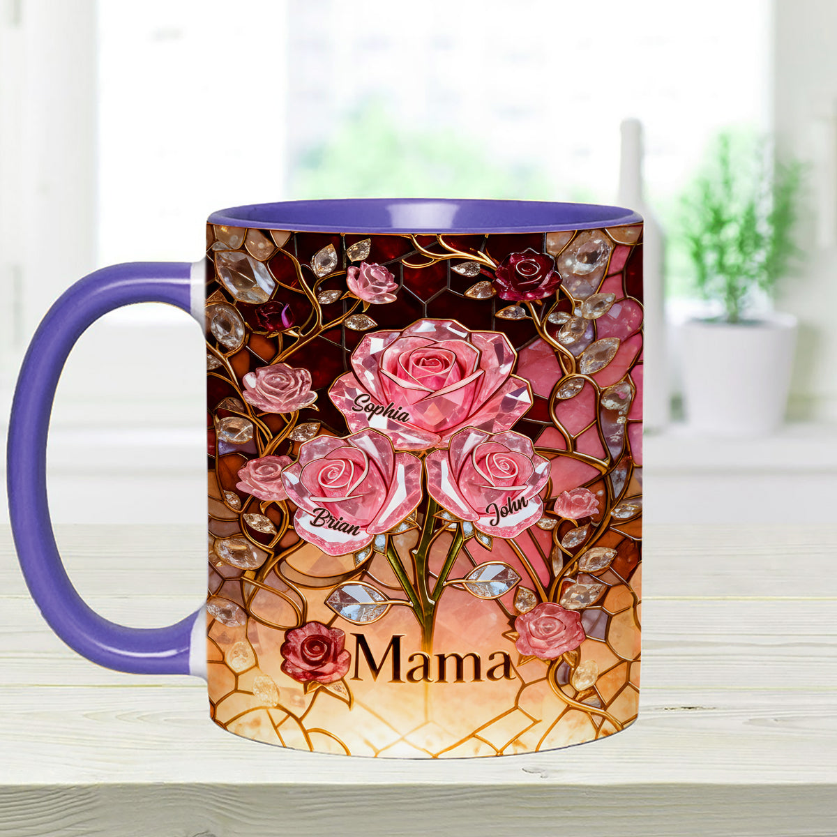 I Love You Mom Nana Grandma - Personalized Mother Set Accent Mug with Acrylic Stirrers