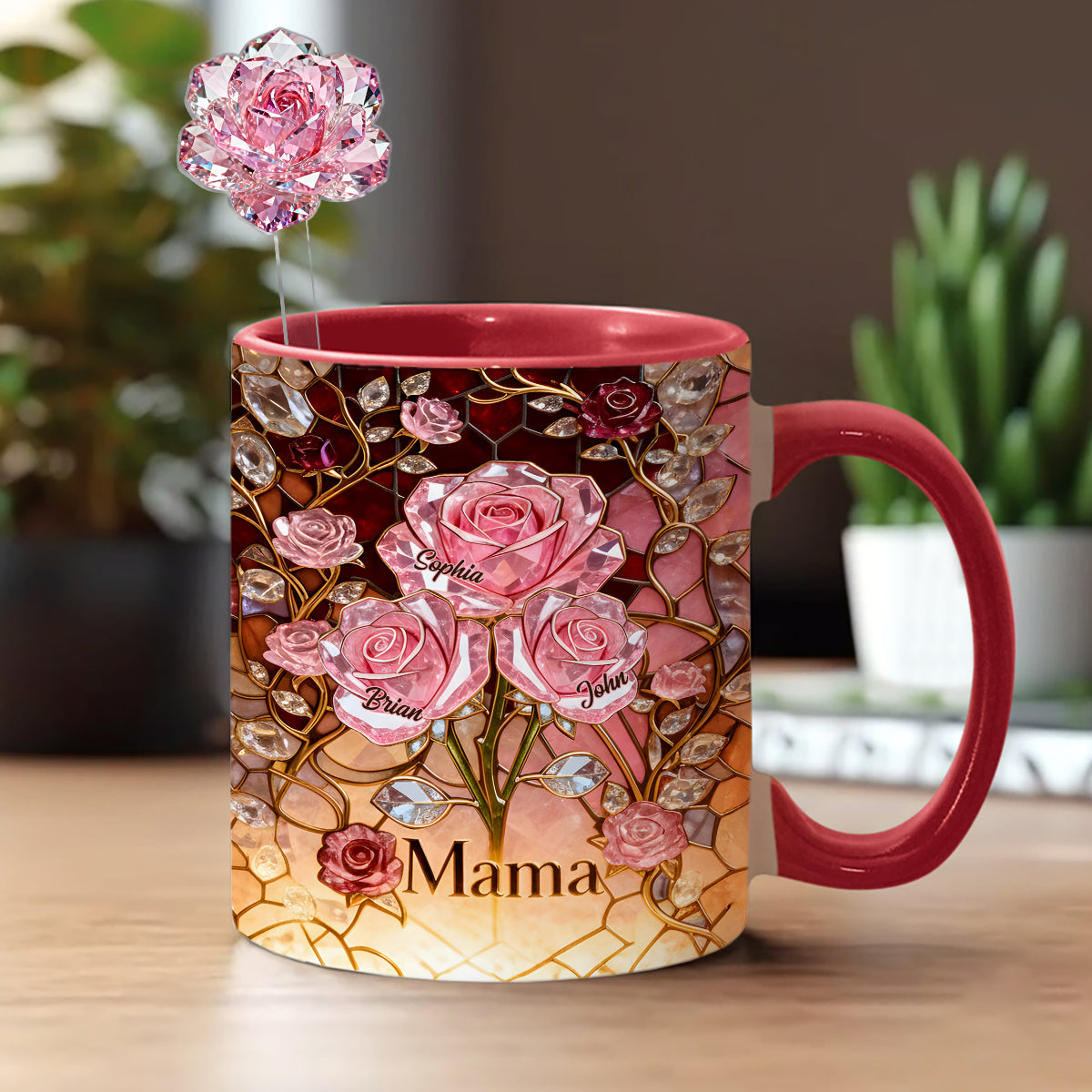 I Love You Mom Nana Grandma - Personalized Mother Set Accent Mug with Acrylic Stirrers