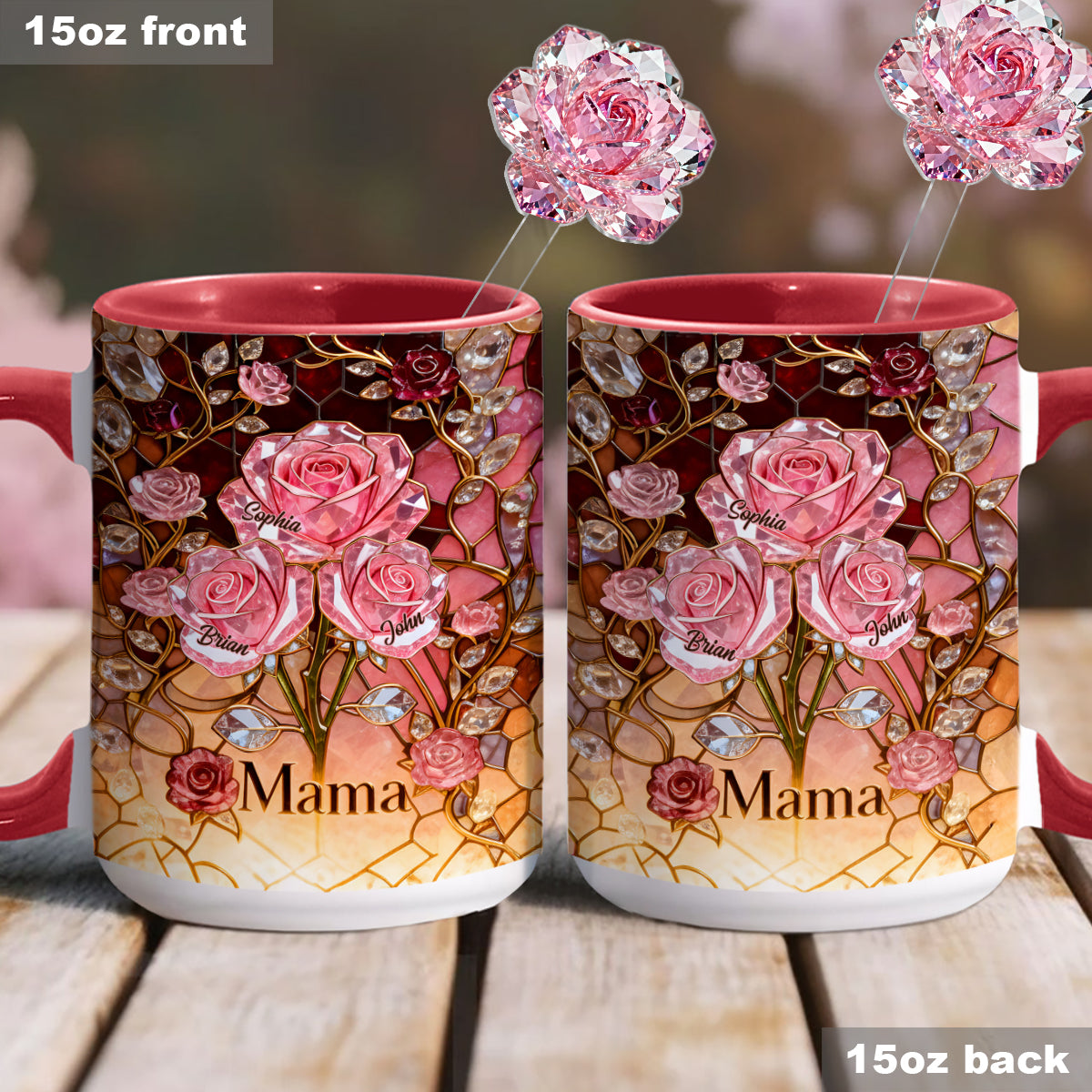 I Love You Mom Nana Grandma - Personalized Mother Set Accent Mug with Acrylic Stirrers