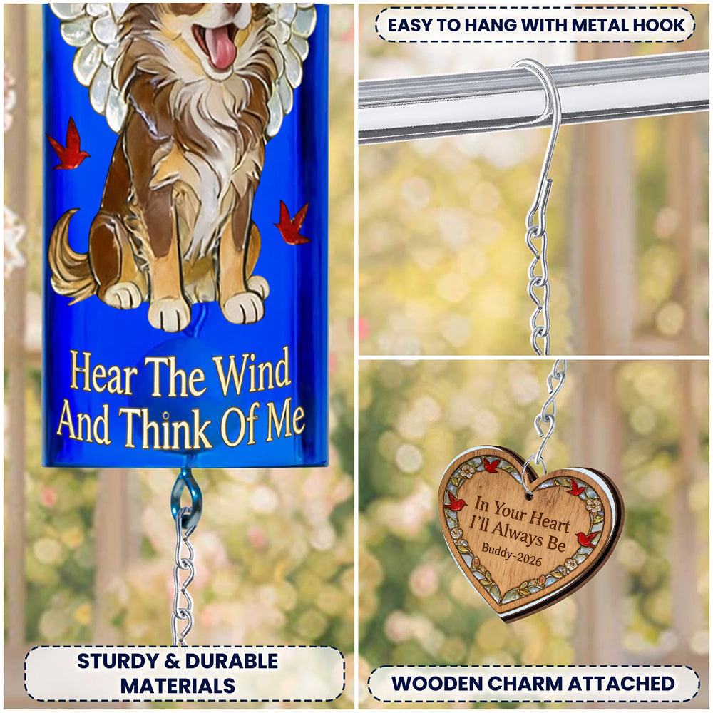 Hear The Wind And Think Of Me - Personalized Dog Wine Bottle Wind Chime