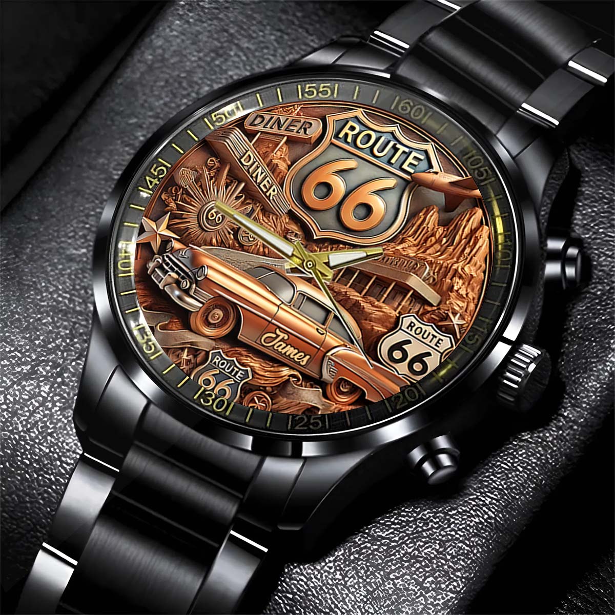 Vintage Route 66 - Personalized Muscle Car Hand Watch