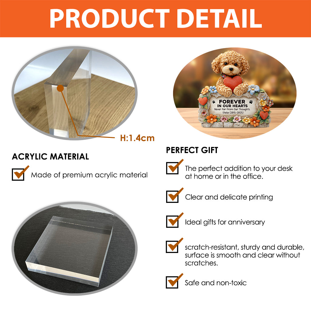 Forever In Our Hearts - Personalized Dog Custom Shaped Acrylic Plaque