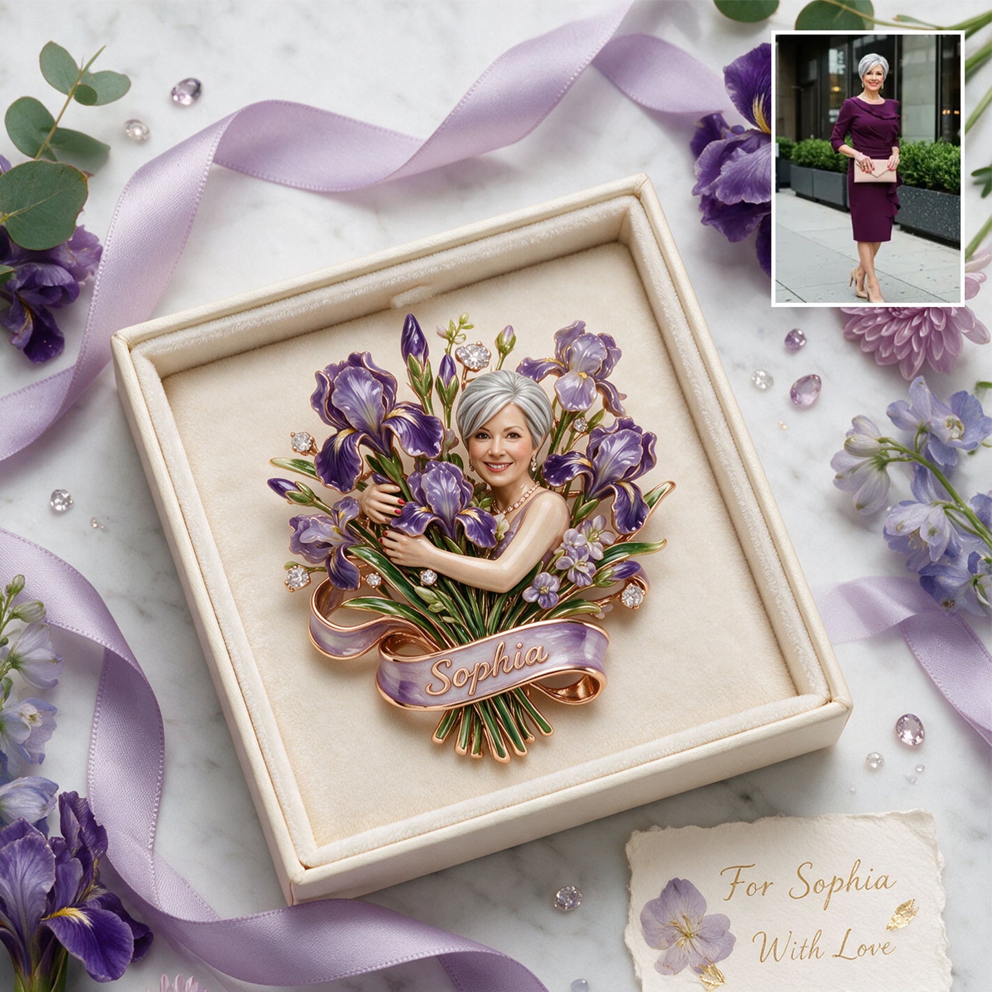 Custom Flower Brooch - Personalized Self Love 3D Embossed Enamel Pin