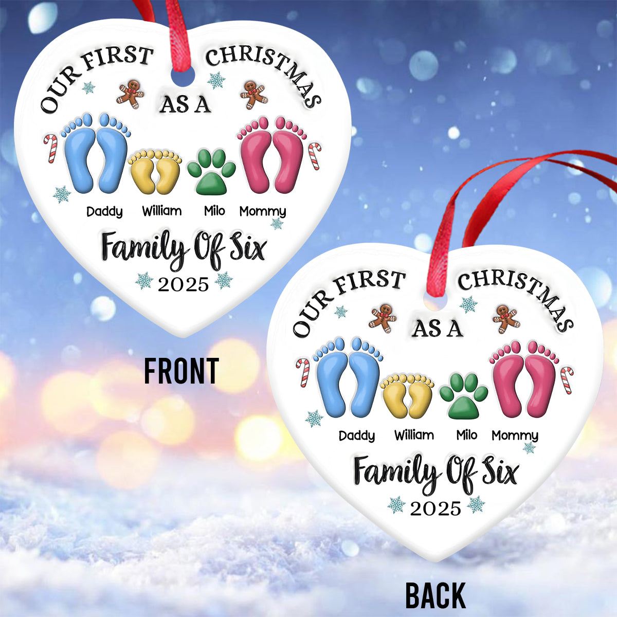 Together We Are Stronger - Personalized Family Ceramic Heart Ornament