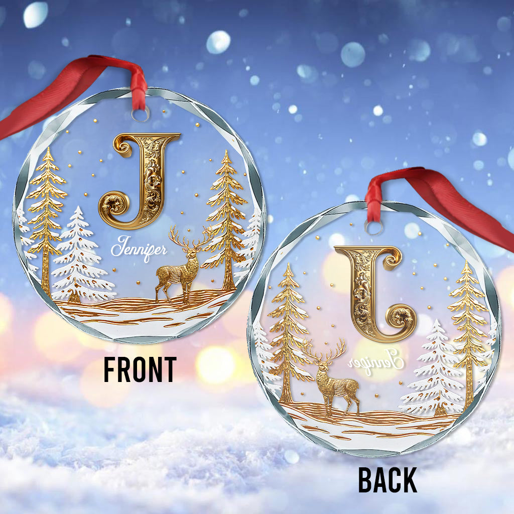 Merry Christmas - Personalized Family Round Shaped Glass Ornament