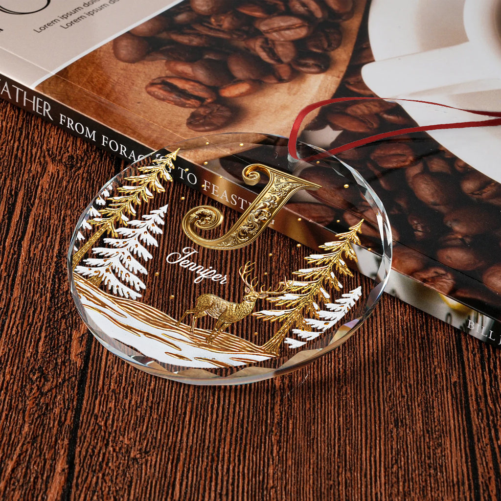 Merry Christmas - Personalized Family Round Shaped Glass Ornament