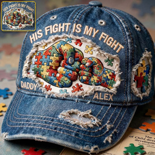 His Fight Is My Fight - Personalized Autism Awareness Classic Cap