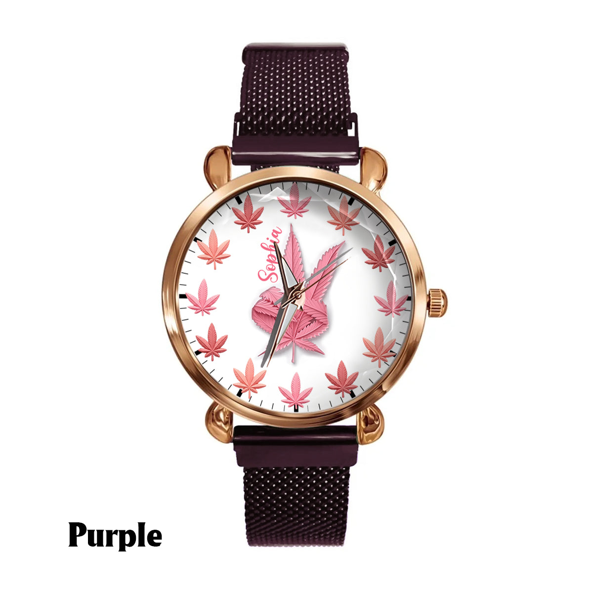 Pink Cannabis - Personalized Weed Women Hand Watch