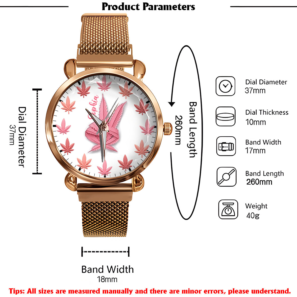 Pink Cannabis - Personalized Weed Women Hand Watch