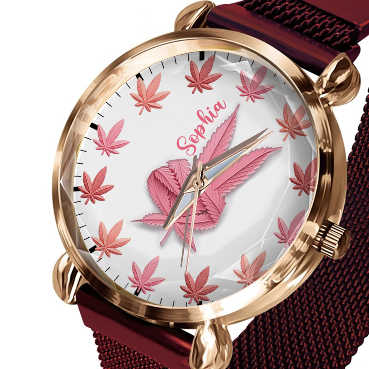 Pink Cannabis - Personalized Weed Women Hand Watch