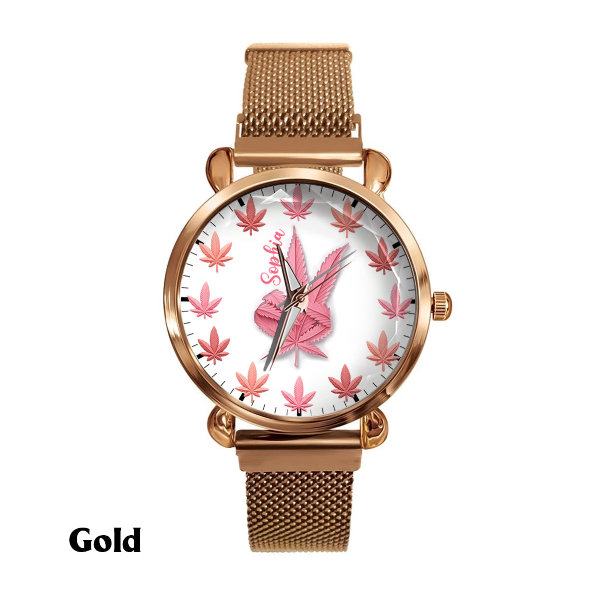 Pink Cannabis - Personalized Weed Women Hand Watch