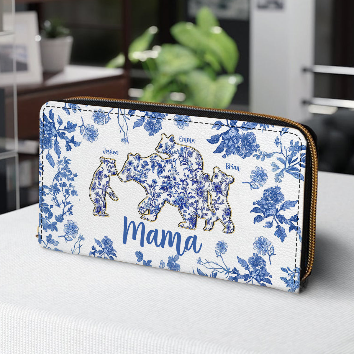 Mama Bear Gift For Mom, Grandma,.. - Personalized Mother Leather Long Wallet