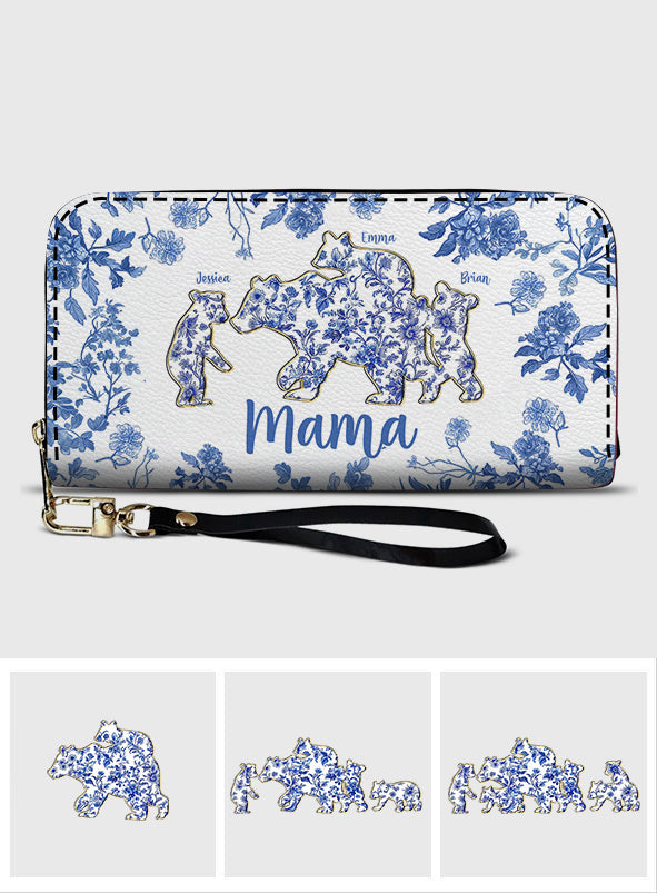Mama Bear Gift For Mom, Grandma,.. - Personalized Mother Leather Long Wallet
