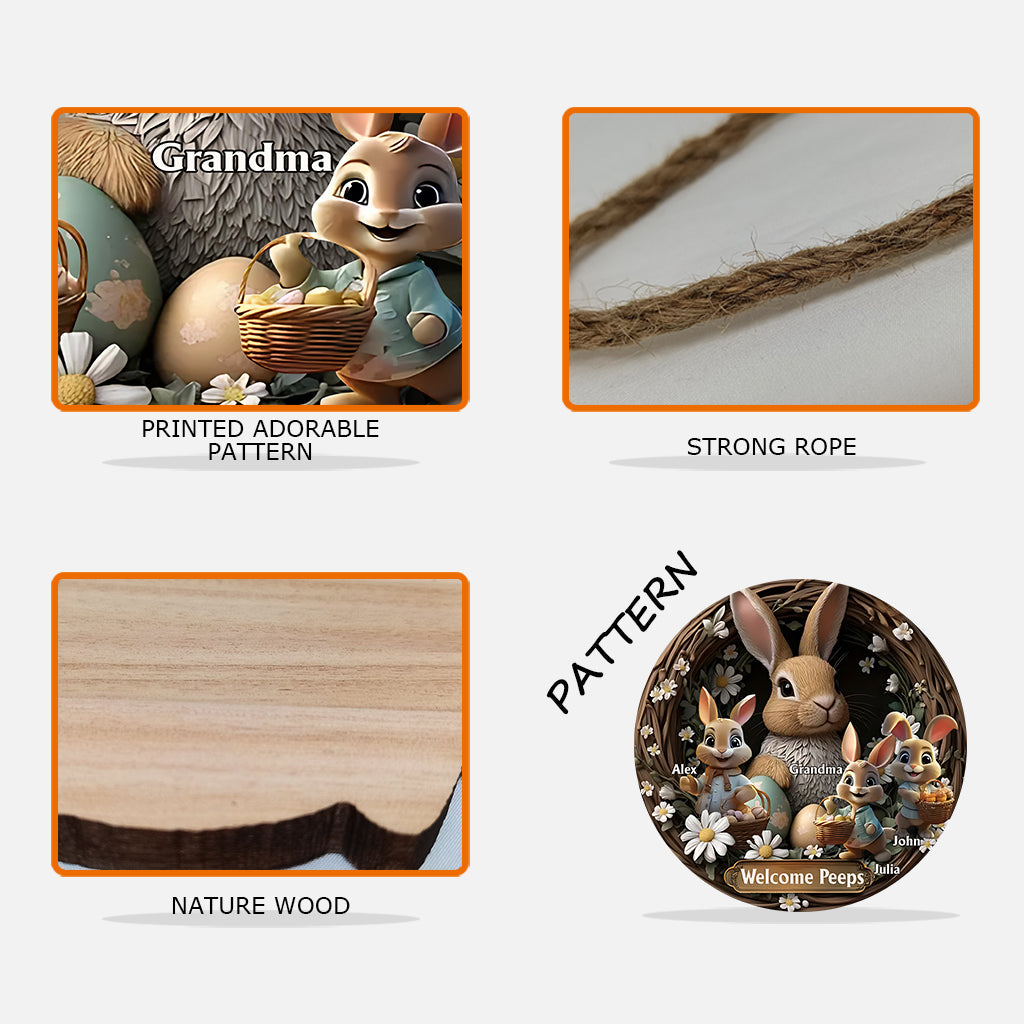 Grandma's Peeps - Personalized Grandma Custom Shaped Wood Sign