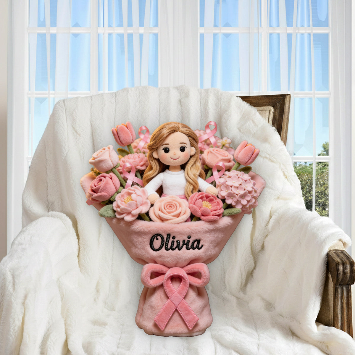 Breast Cancer Awareness - Personalized Breast Cancer Awareness Premium Faux Fur Pillow