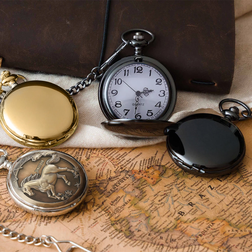 Easily Distracted By Horses - Personalized Horse Pocket Watch